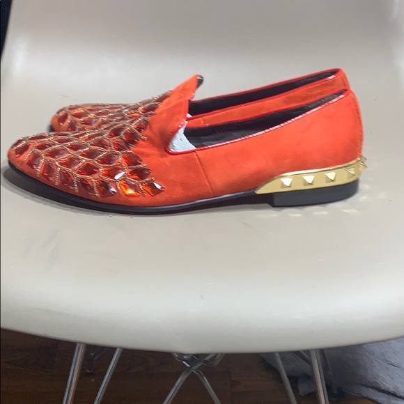Fiesso red suede / ruby gold stoned slip on -10 - Picture 6 of 10